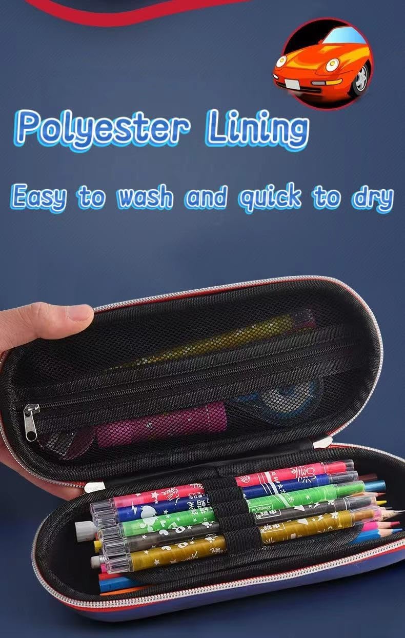 XZR Car Pen Case Box Bag Stocking Stuffers Large Capacity Organizer Cool Sports Car Pencil Bag Storage Box Nice Gift (Dark Blue)