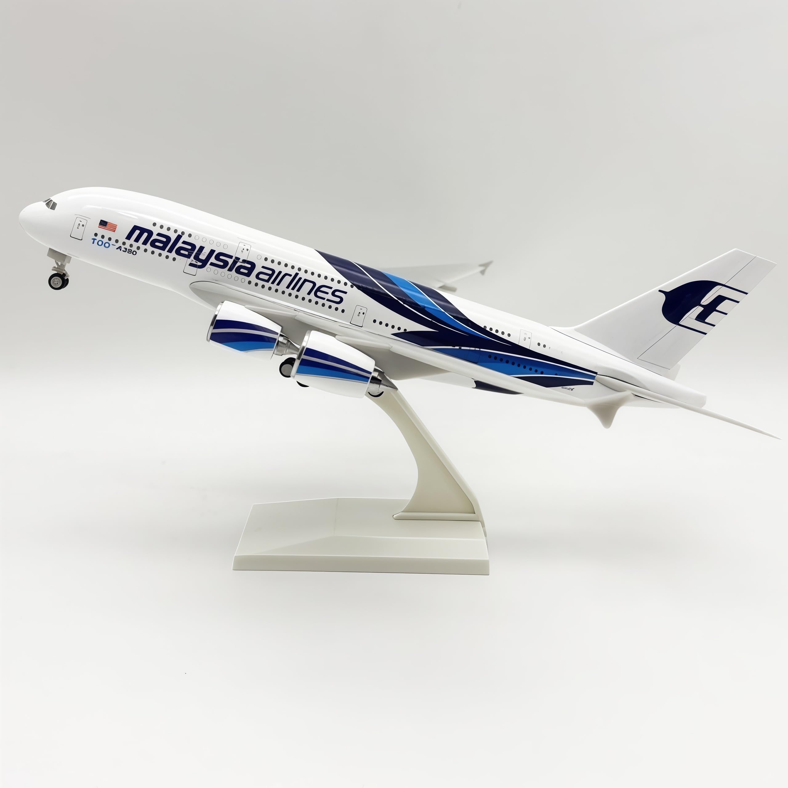 LGSRSNXHTX 30cm Model Plane 1/200 Diecast Metal Airplane Model Malaysia A380 with Stand Aircraft Collectible for Aviation Enthusiasts,Desktop Decor Gift for Adult