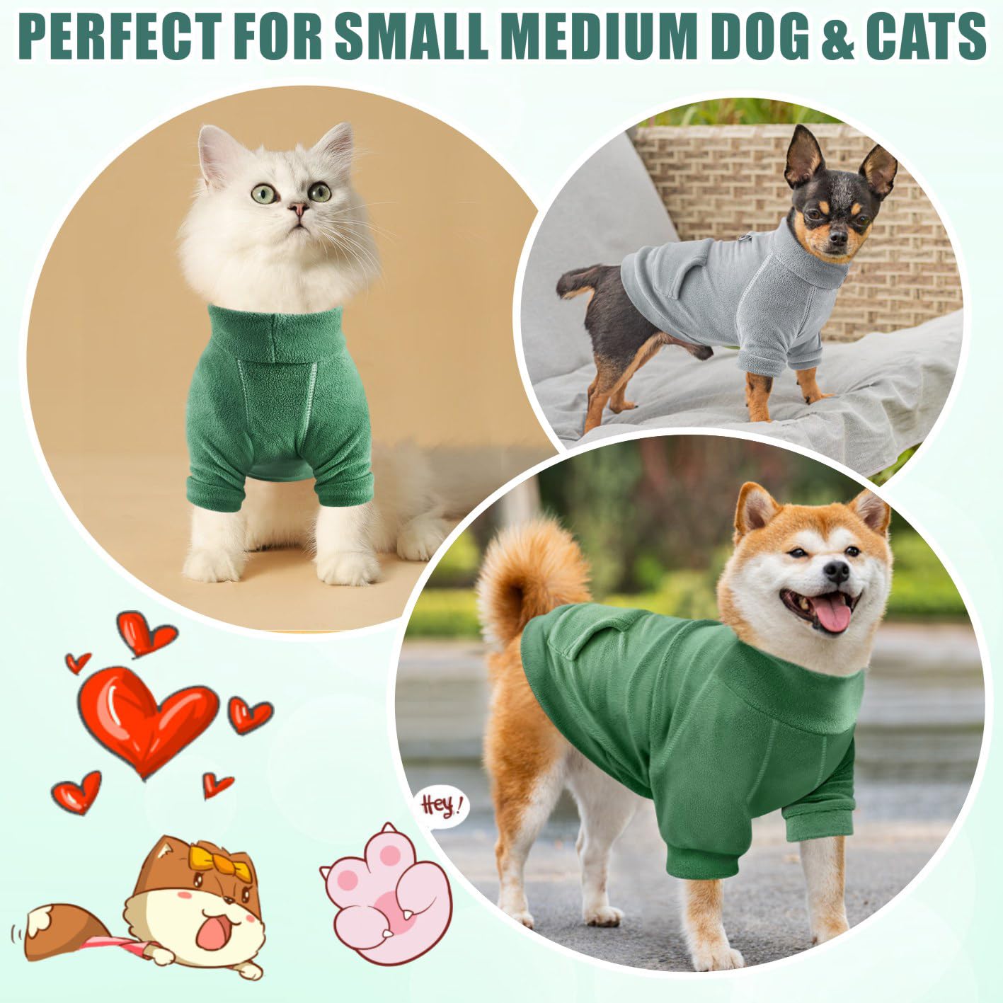 Mosukoirl Hundepullover Hund Hoodie Haustier Warme Mäntel Baumwolle Sweatshirts Hund Kleidung mit Tasche Welpe Pullover Hund Overall für kleine mittlere Hunde