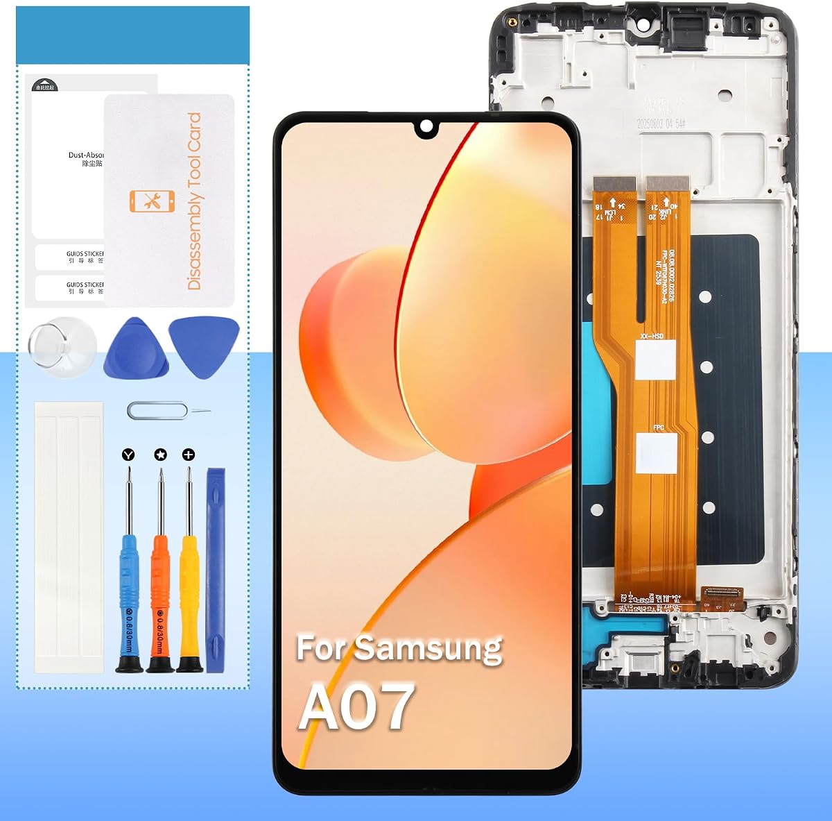 Screen Replacement for Samsung Galaxy A07 4G Original SM-A075B SM-A075F SM-A075M 6.7“ LCD Display Touch Digitizer Glass Assembly(Black with Frame)