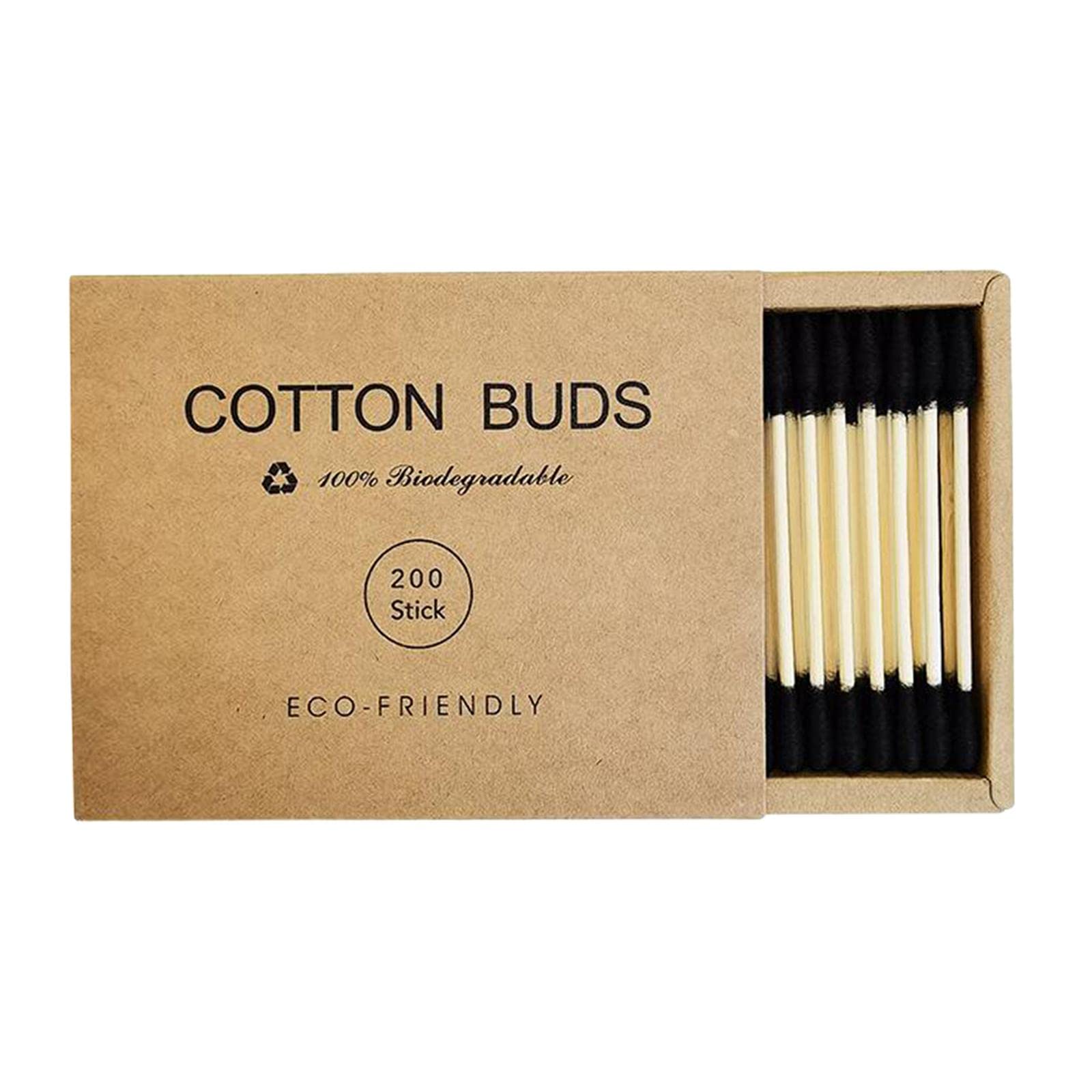 200pcs Cotton Buds Cotton Swabs Double Tip Nose Ears Cleaning Sticks Black-image-23