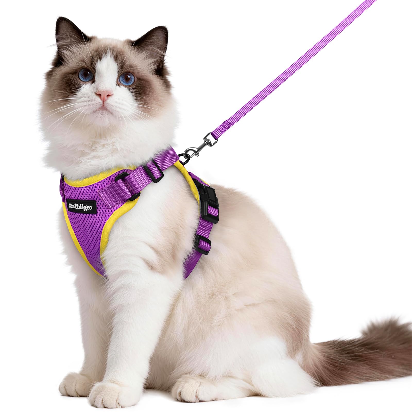 rabbitgoo Cat Harness and Leash Set, Escape Proof Vest, Purple &amp; Yellow