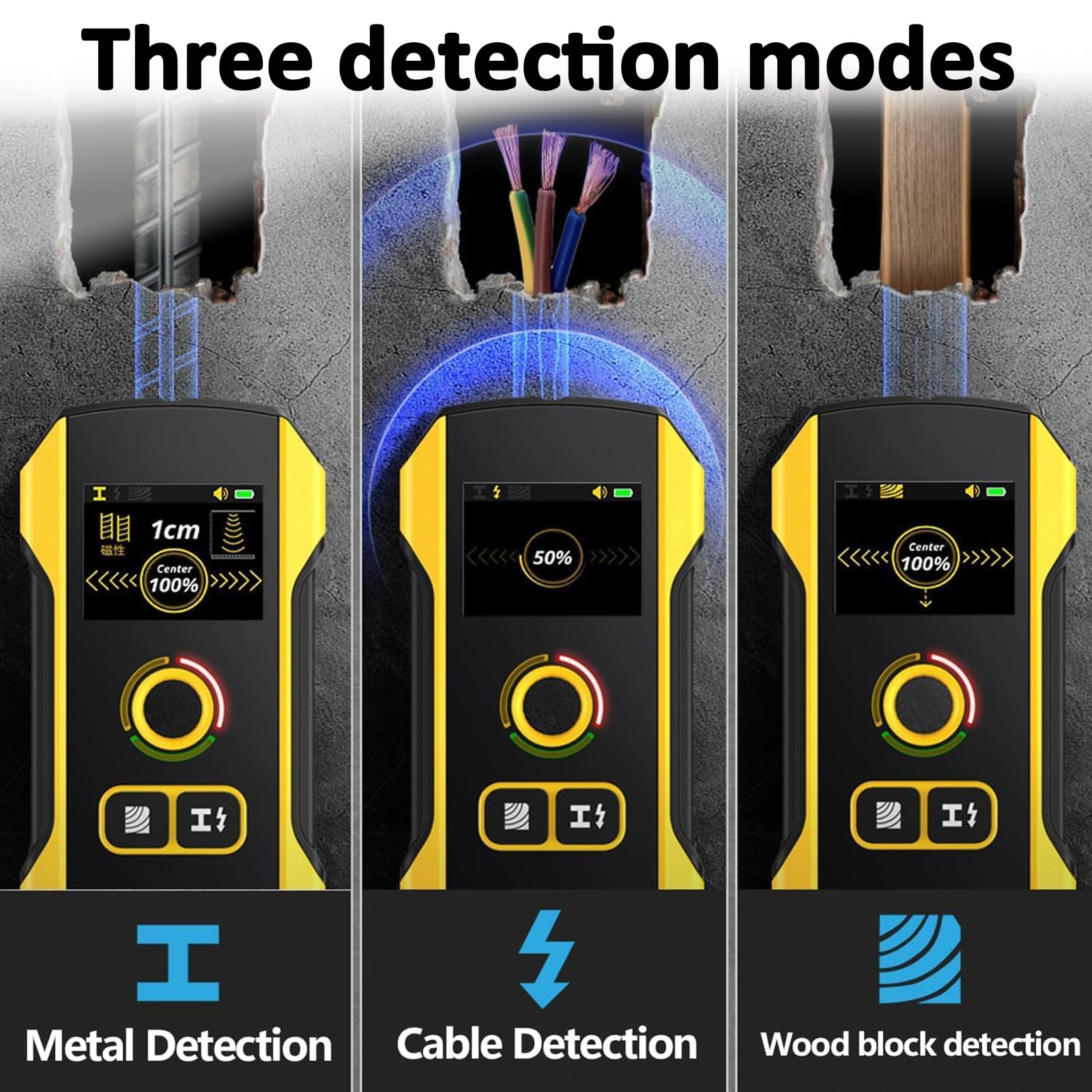 Detector De Paredes 6 En 1, Detector De Vigas Premium con Orificio De Posicionamiento Y Detección Central Precisa para Cables Internos, Metal Profundo, Tuberías De Agua Y Vigas De Piso