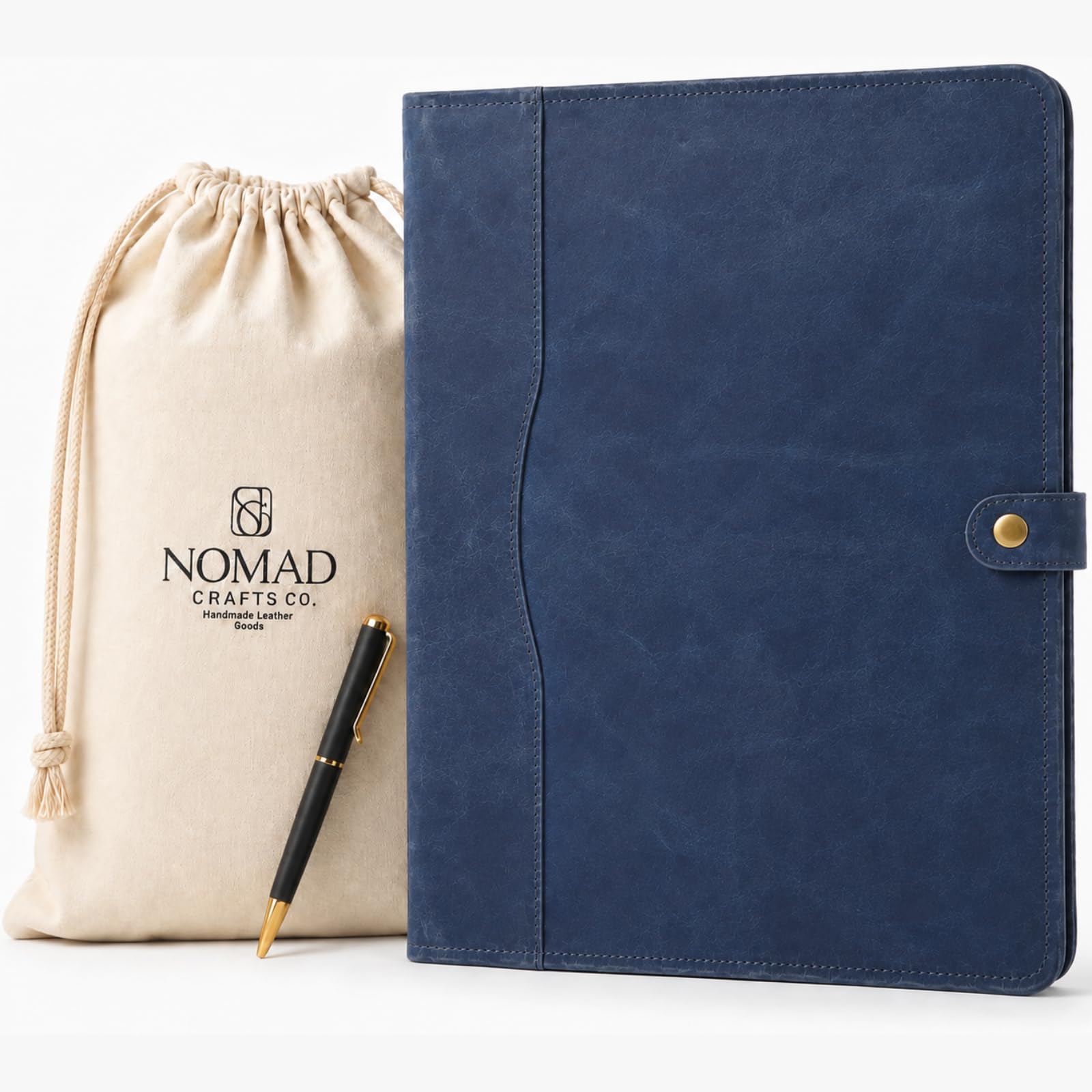 Leather Portfolio, Leather Binder with Pen, Navy Blue Leather Portfolio for Men and Women, Leather Padfolio, Leather Folder, Portfolio Binder, Business Portfolio Men and Women