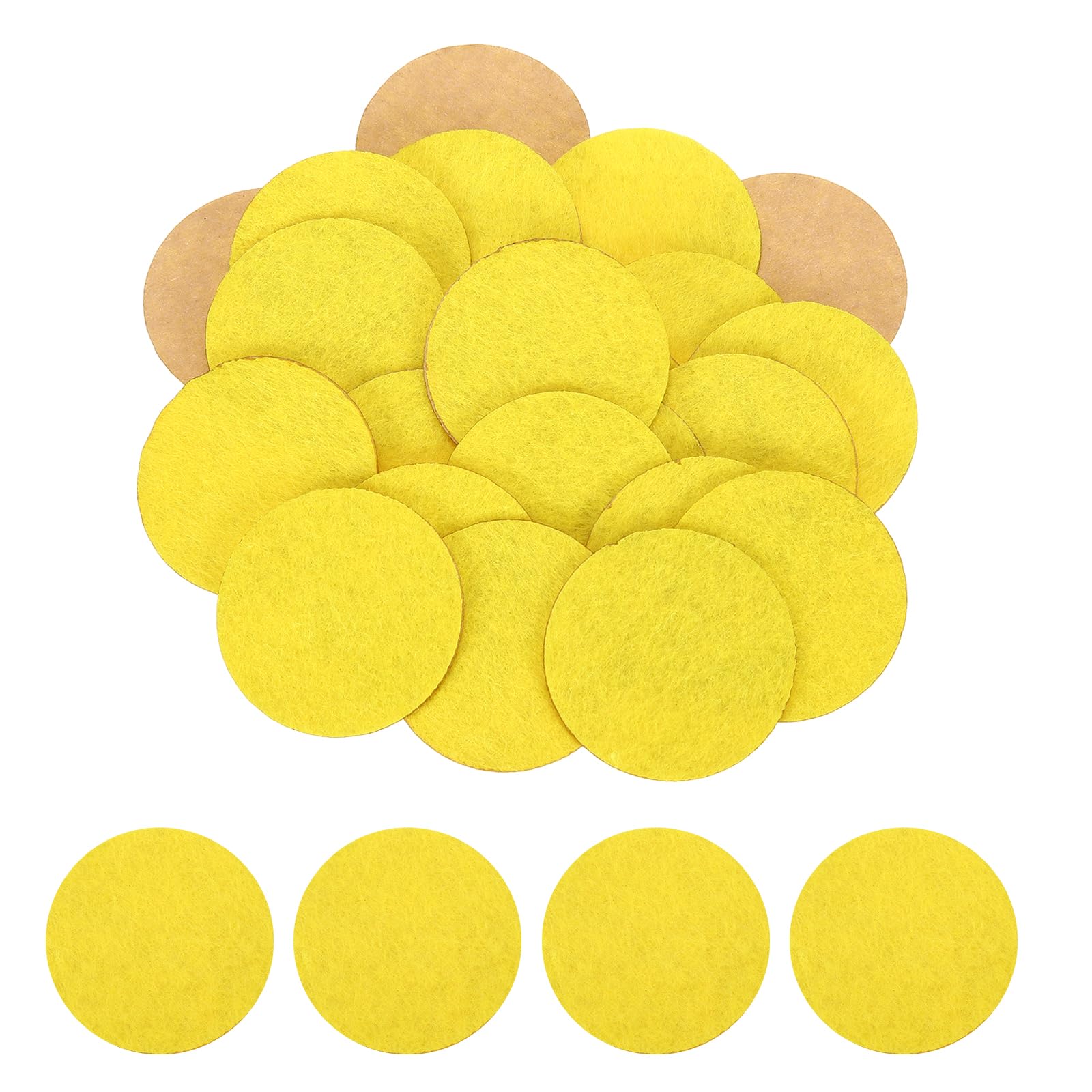 HARFINGTON 48pcs Adhesive Felt Circles 38mm 1.5" Yellow