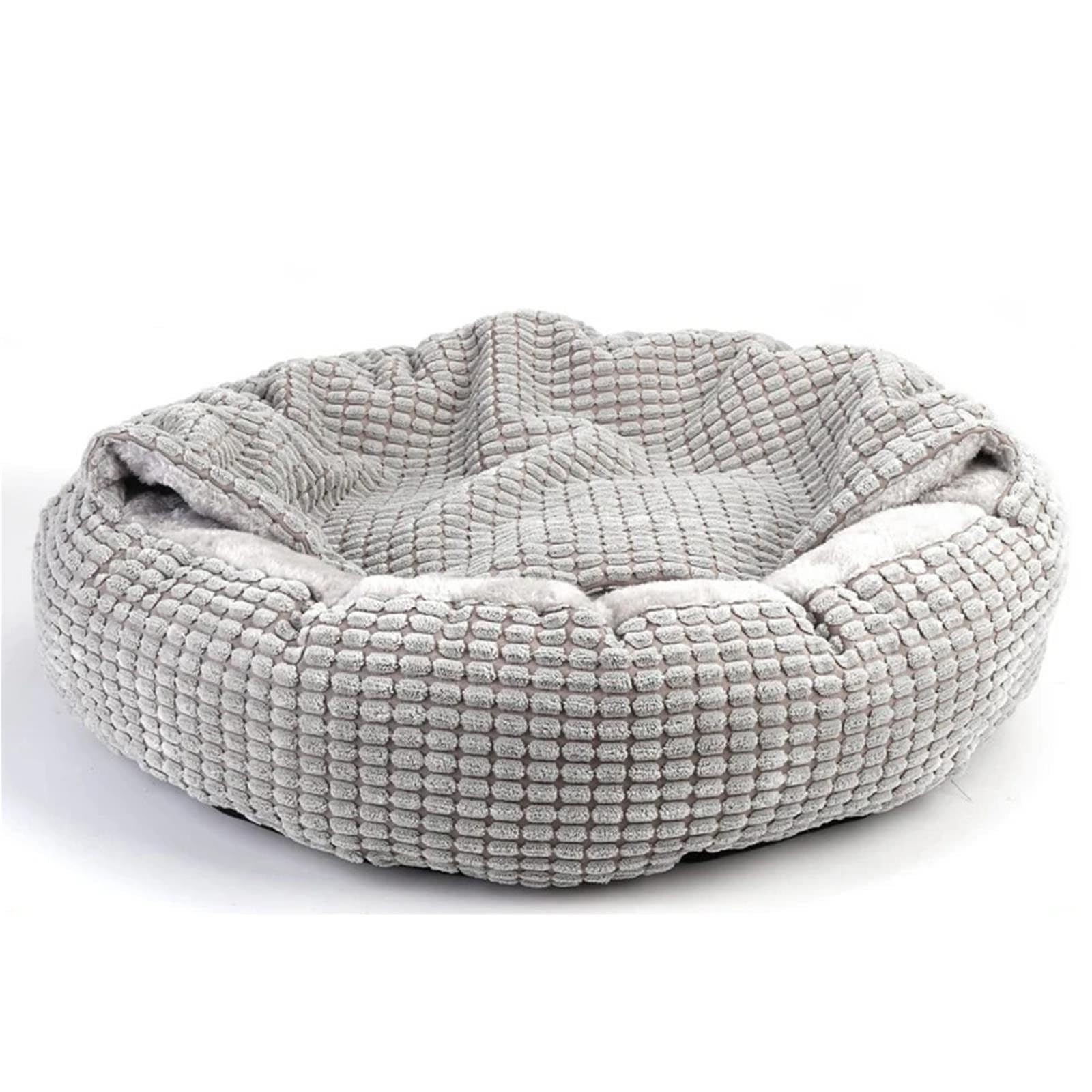 Cuccia Ciambella Cani Animale domestico a ciambella rotonda ortopedica soffice con cappuccio(GRAY,XL - 70X70cm)