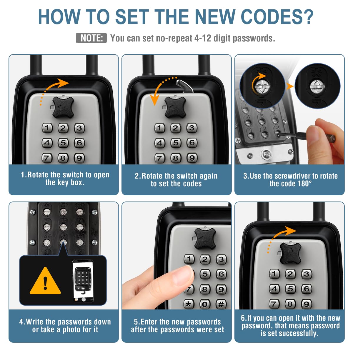 Caja para Llaves con Codigo 12 Dígitos Combinacion Caja Fuerte para Llave con Grillete Extraíble, Impermeable Caja Seguridad Llaves Exterior Interior para Hogar Office Garage School