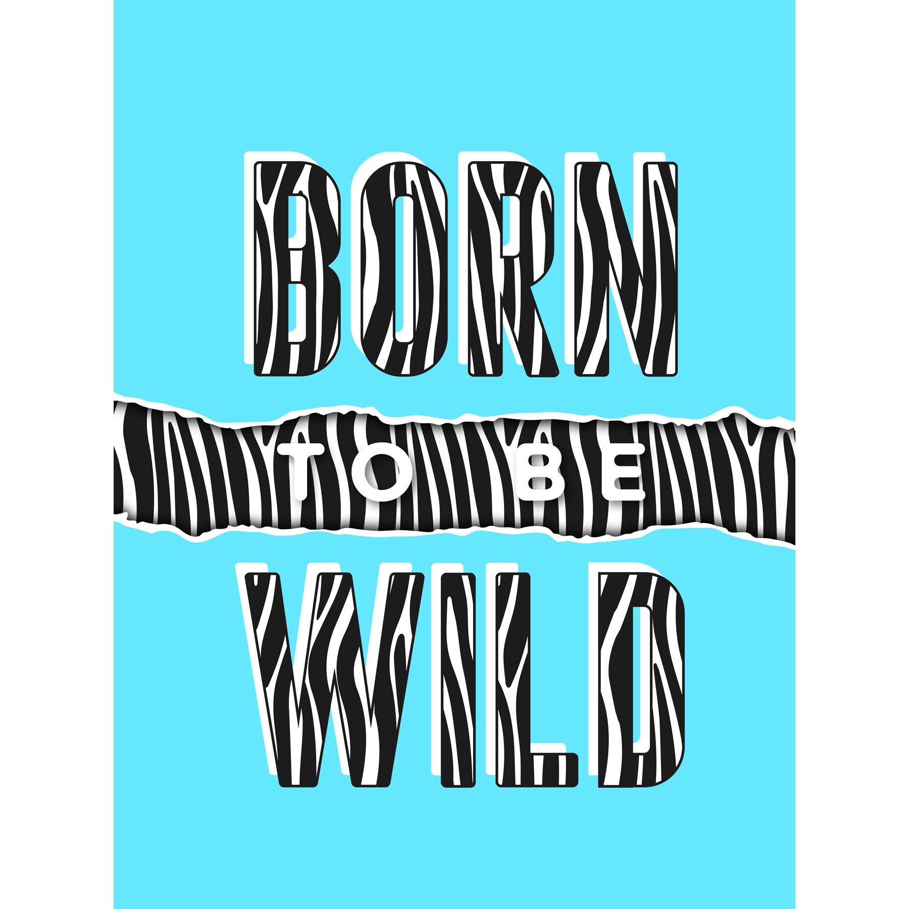 Wee Blue Coo Born to be Wild Zebra Large Canvas Wall Art Print