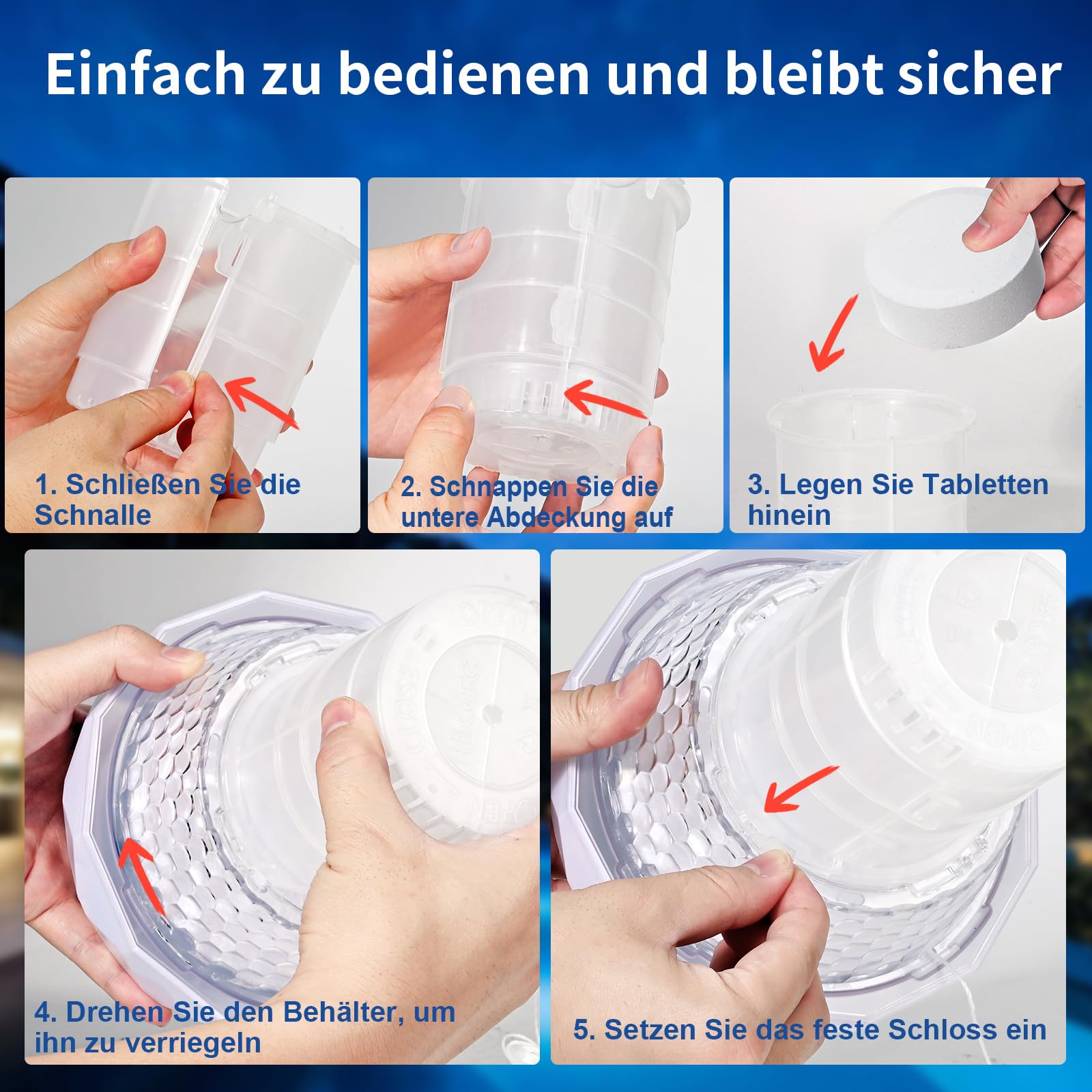 Dosierschwimmer Pool Schwimmer für Chlortabletten Chlordosierer mit LED Poolbeleuchtung Solar Großer Chlor Schwimmer für Pool mit Fernbedienung, IP68 Wasserdicht