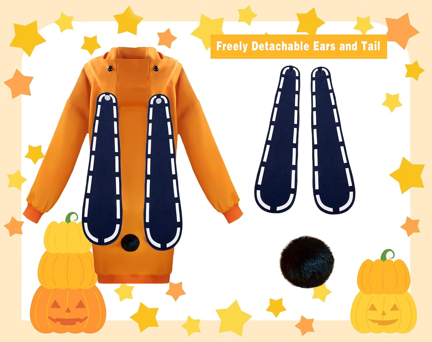 Anime Runa Hoodie Halloween Cosplay Costume Bunny Ears Hoodie Jacket with Stripe knee Socks for Women Girl - Image 5