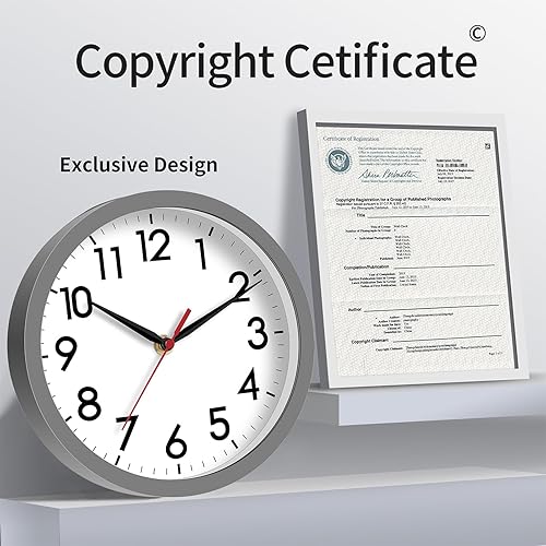 Miniatura 159 de AKCISOT Reloj de pared, moderno y pequeño, funciona con pilas, de 8 pulgadas, silencioso, analógico, clásico, para oficina, hogar, baño, cocina