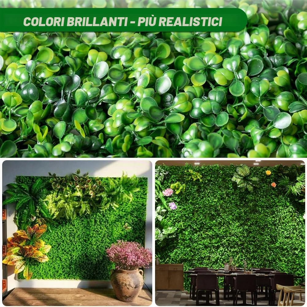 6 pannelli di siepe artificiali, 40 x 60 cm, in bosso verde scuro, recinzione per la privacy, per interni ed esterni, decorazione da giardino, sfondo per matrimoni, copertura per balcone
