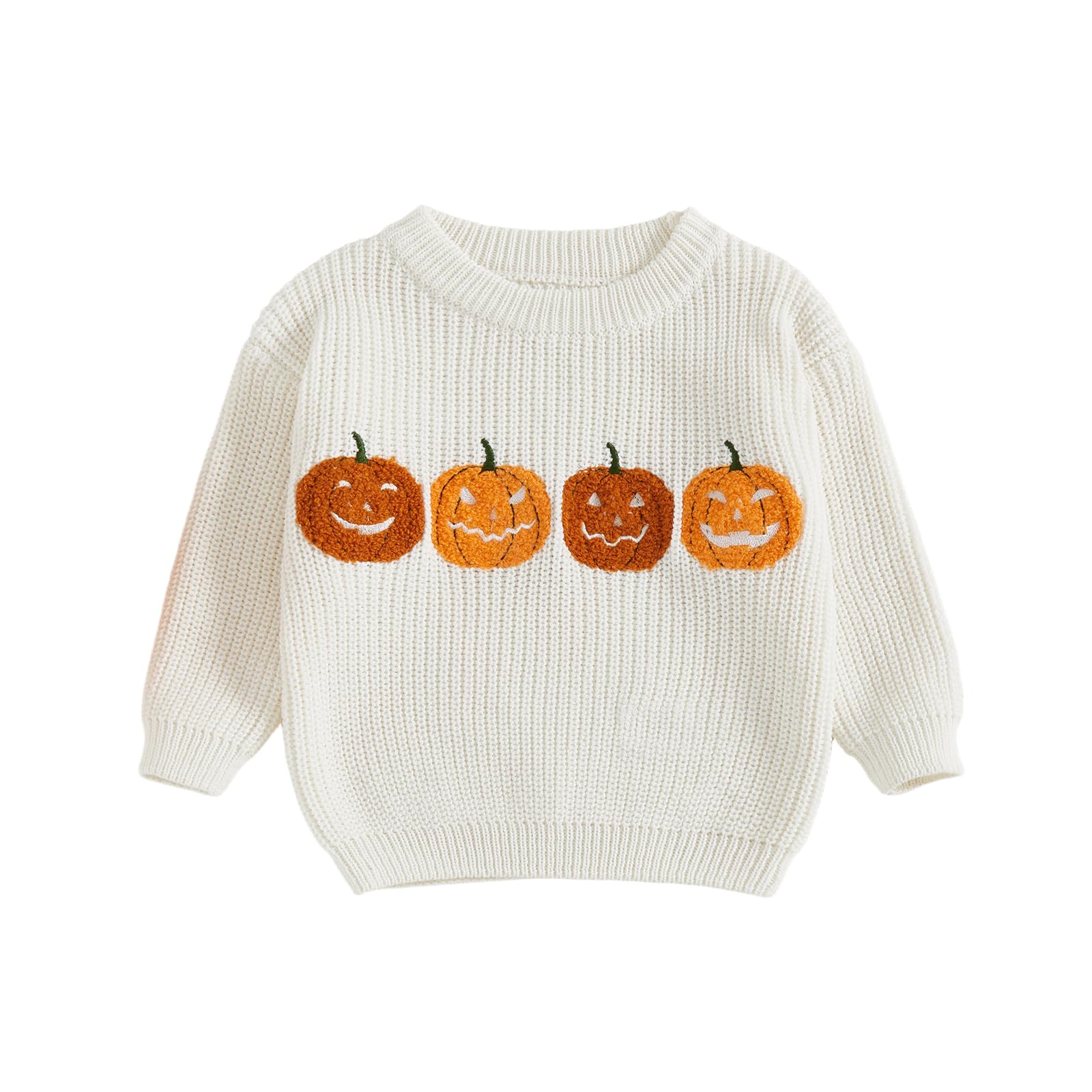 LSFYSZD Toddler Baby Girls Boys Halloween Pumpkin Sweaters Long Sleeve Crew Neck Winter Warm Knitwear Pullover Jumpers Top — view 84
