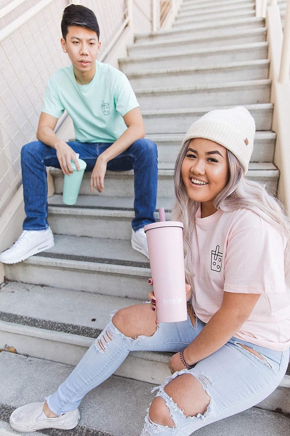 Bumbler 24oz Large Reusable Portable Eco-Friendly Tumbler | Drinking Cup with Wide Soft Tip Straw, Aesthetic Leak-Proof Lid – for Boba Tea, Smoothies, Iced Coffee, Hot or Cold Drinks – Lavender - Image 4