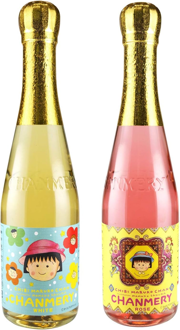 ちびまる子ちゃんシャンメリー ２本セット 2種×各1本（ロゼ、ホワイト）360ml ビン 木村飲料