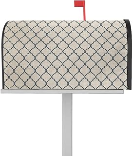 Mailbox Cover Magnetic Country Morocco Blue Stripe Mailbox Covers Standard Size 21x18in,Mailbox Covers Wrap Post Letter Box Cover for Garden Yard Outdoor Decor Buffalo Lattice Vintage Linen Back