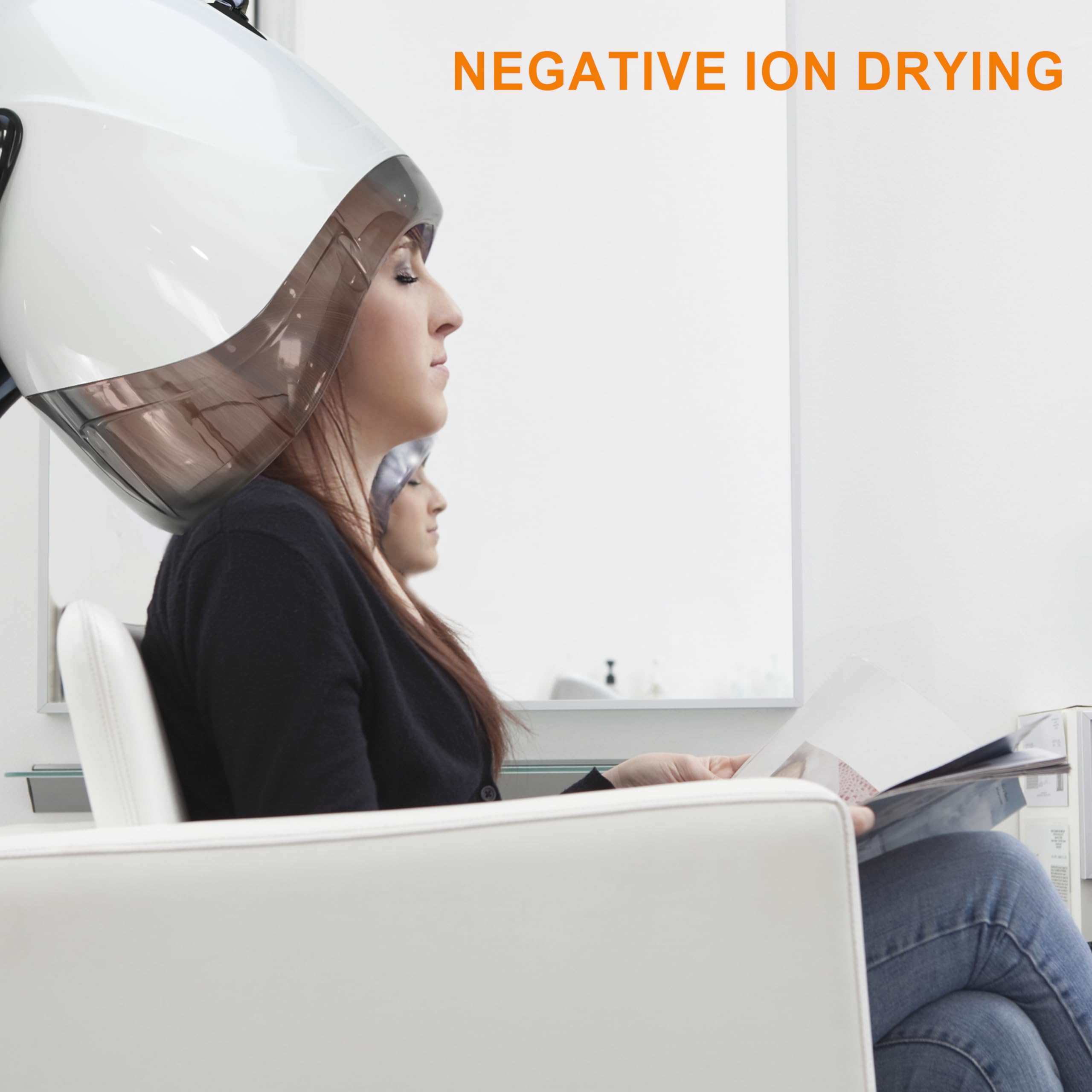 Ionic - Secador de pelo profesional con capucha de 1000 W, máquina de secado de pelo estándar con dos velocidades y calor, dispositivo de calefacción uniforme eficiente para el hogar y el 6