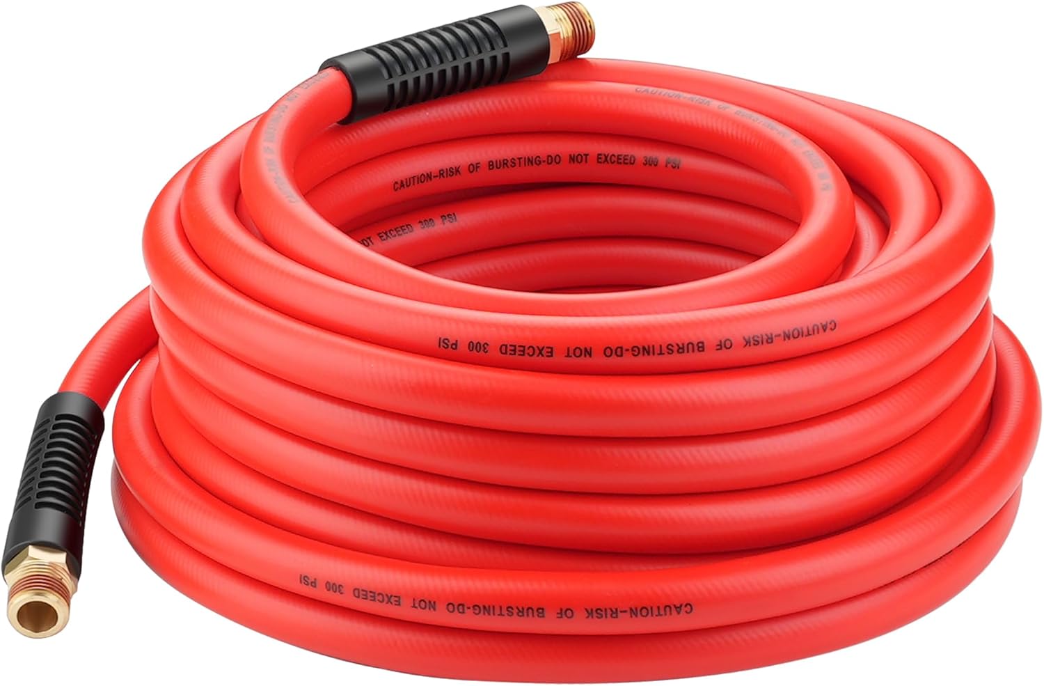 1/2 Inch x 50ft. Hybrid Air Compressor Hose with 1/2 in. MNPT Ends and Bend Restrictors