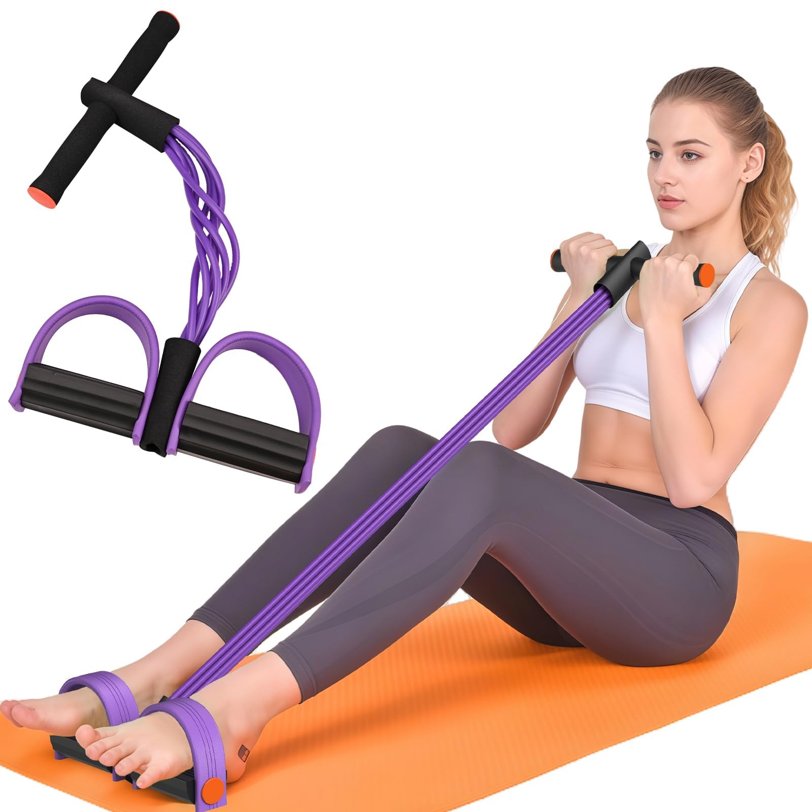 4 Tube Tummy Trimmer Resistance Band Pedal Exerciser for Men & Women | Heavy Duty Pull Rope Home Gym Equipment for Abs, Waist, Arms, Legs, Yoga, Fitness Workout (Multicolor)-image-9