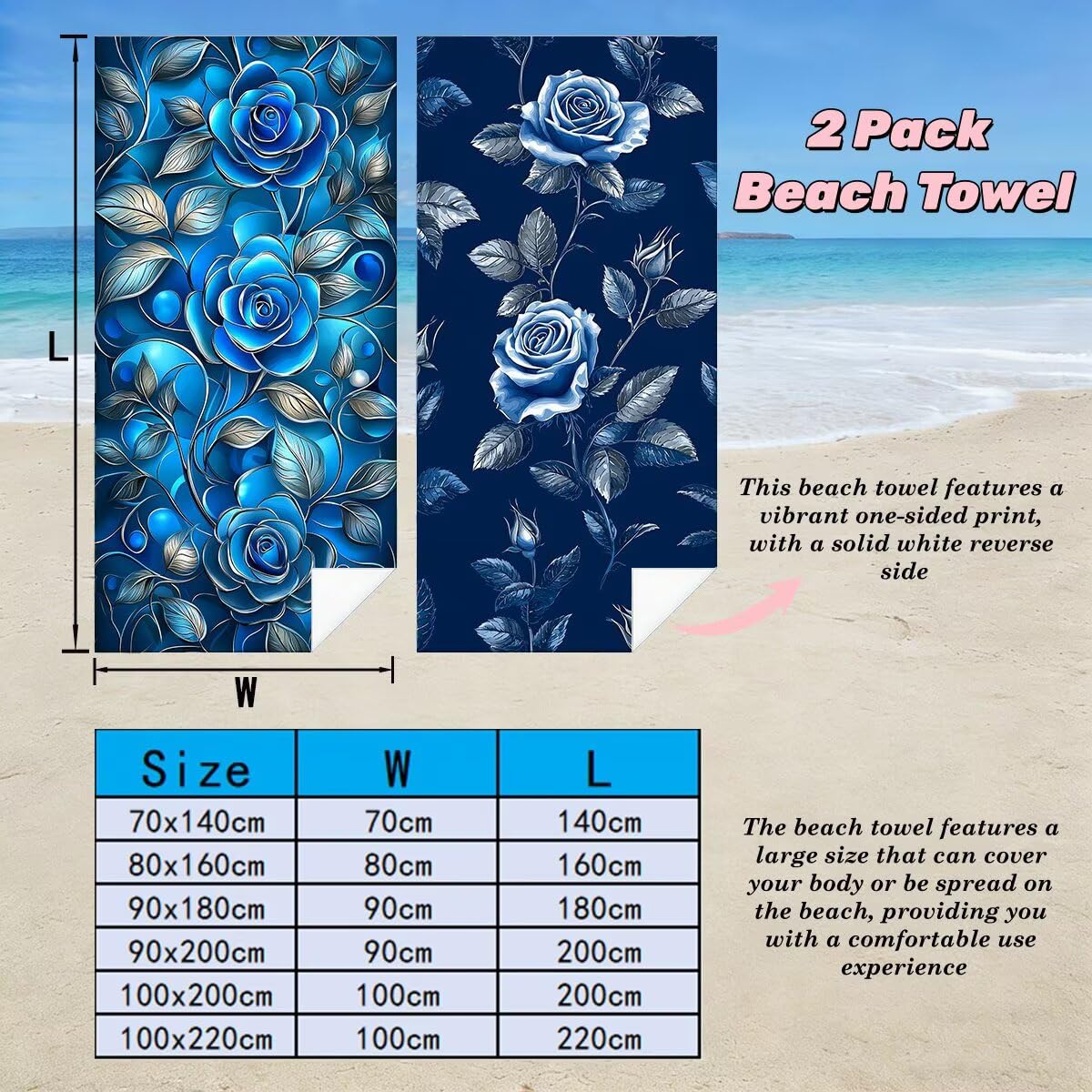 Toalla Playa 90x200 cm, Toalla Gimnasio Microfibra Secado Rapido, Juego de 2 Antiarena Toallas de Playa, Ligera Compacta Toallas Microfibra Grande para Viaje, Regalo Hombre Regalo Mujer (Rosa) -4259
