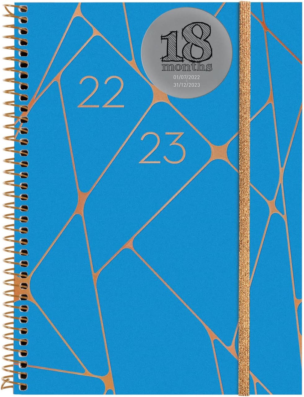 Finocam - Diary 2022 2023 Spiral Bound 18 Months Week to View Horizontal July 2022 to December 2023 (18 Months) Geometric International