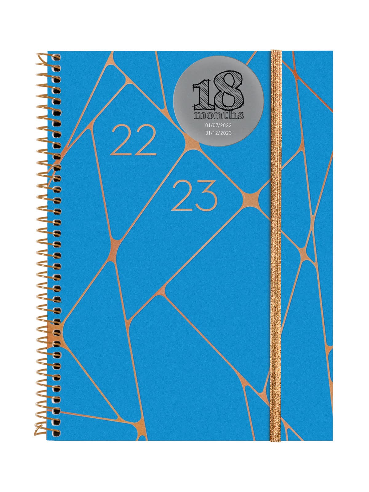 Finocam 2022-2023 Spiral Bound Diary 18 Months Week to View Horizontal Geometric International
