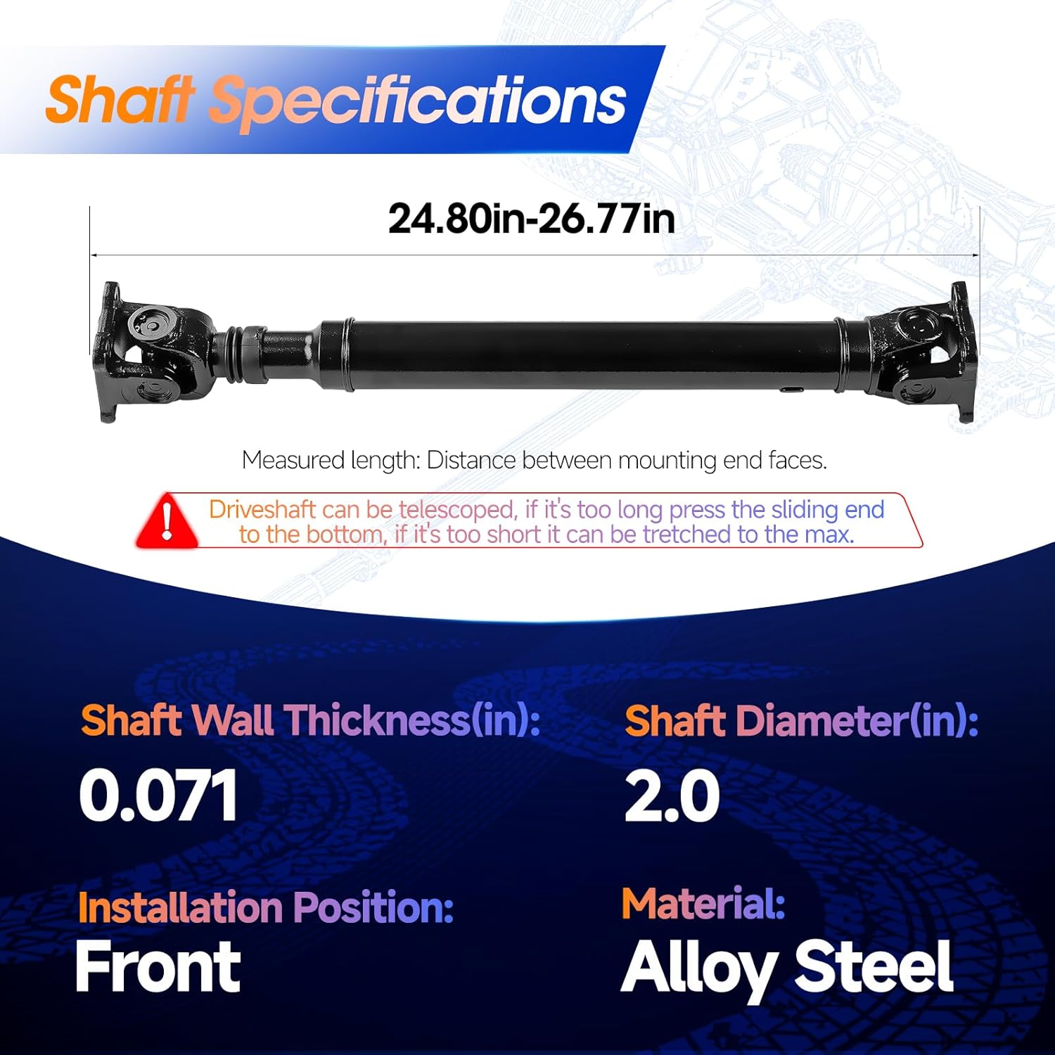 Front Drive Shaft Prop DriveShaft Assembly [AWD] Fit for Dodge Challenger 2017-2021| Charger 2015-2020 & Chrysler 300 2015-2021, Replace# 68200149AD, 68200149AB
