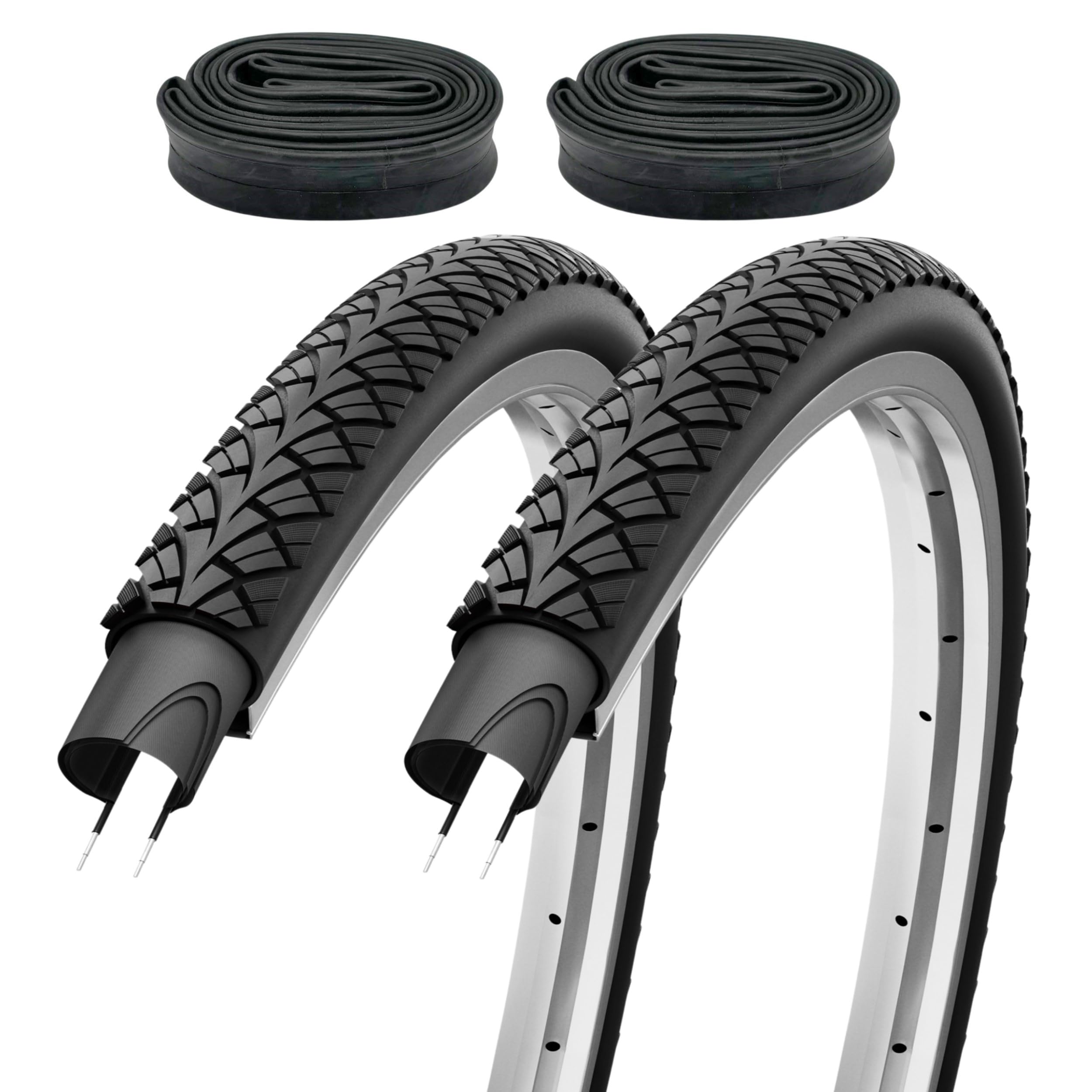 2er Set Fahrradreifen 28x1,75 Zoll 47-622 700x45c wählbar mit Schläuchen Autoventil Fahrradventil französisches Ventil – Trekkingreifen Allround für Citybike Trekkingrad Tourenrad