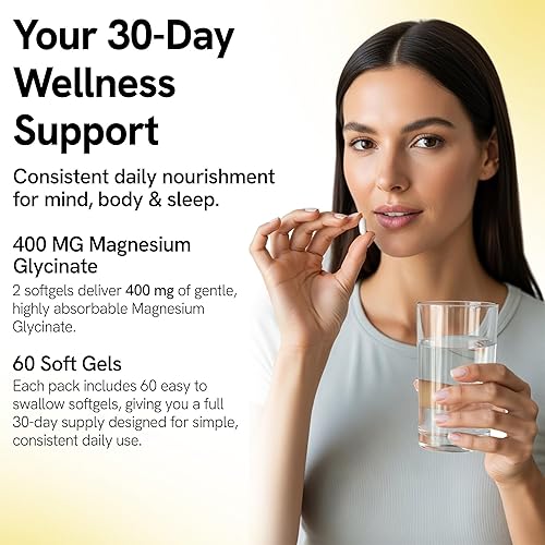 Miniatura 3 de Glicinato de magnesio 400 mg cápsulas blandas - Suplemento de magnesio - Alta absorción para la recuperación muscular - Mejor sueño, apoyo cardíaco