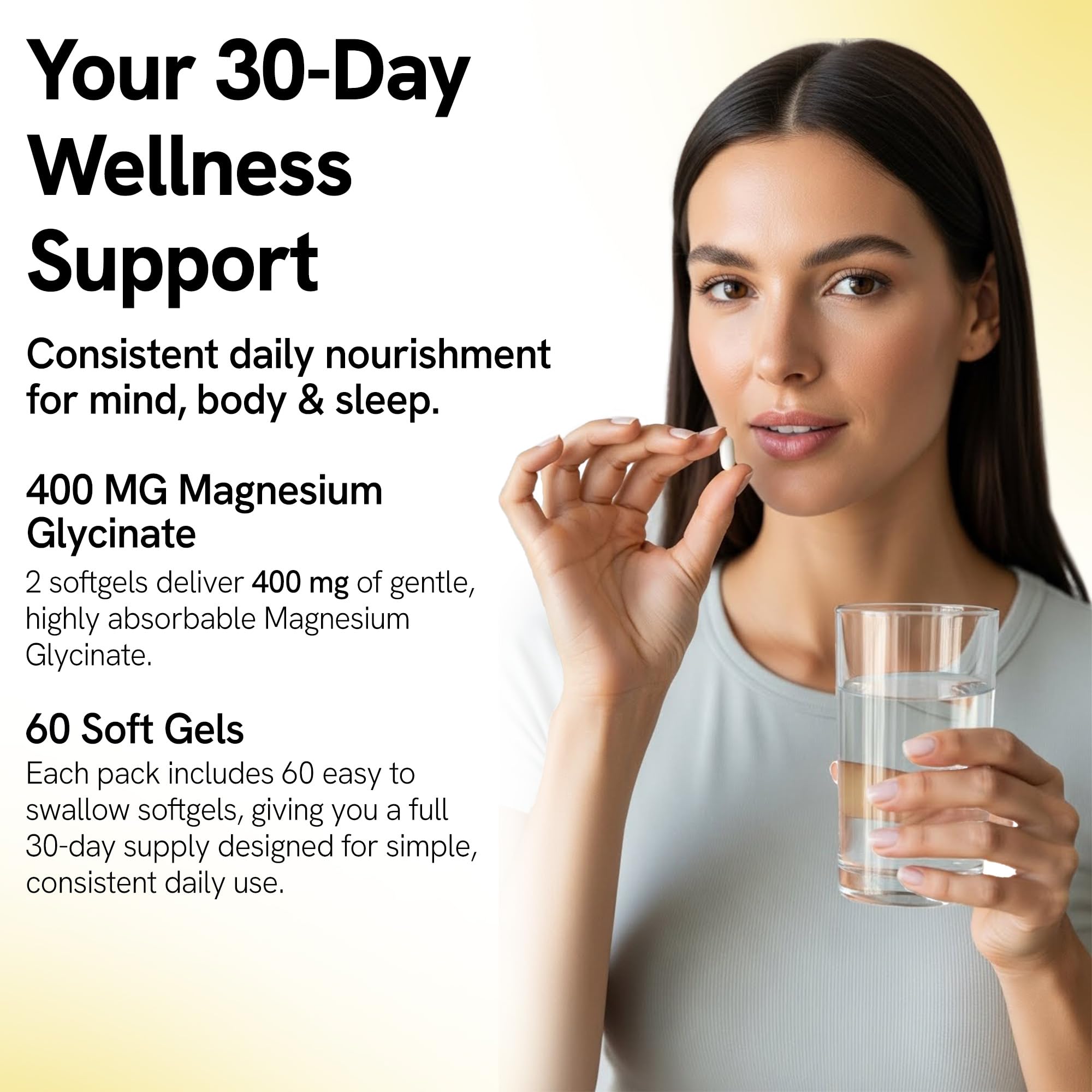 Magnesium Glycinate Softgels 400mg - 60 Soft Gels - High Absorption Magnesium Glycinate for Better Sleep, Muscle Recovery & Relaxation - Better Mood, Restful Sleep, Faster Recovery — Amazon image 3