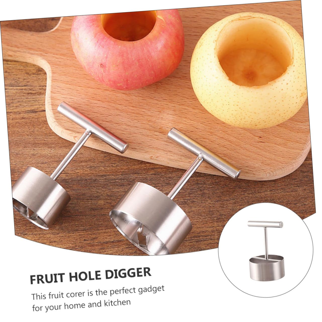 Descorazonador de Frutas Diseño Afilado y Fácil de Usar de Acero Inoxidable 304 para Manzanas Herramienta Adecuado para Cocina y Preparación de Frutas