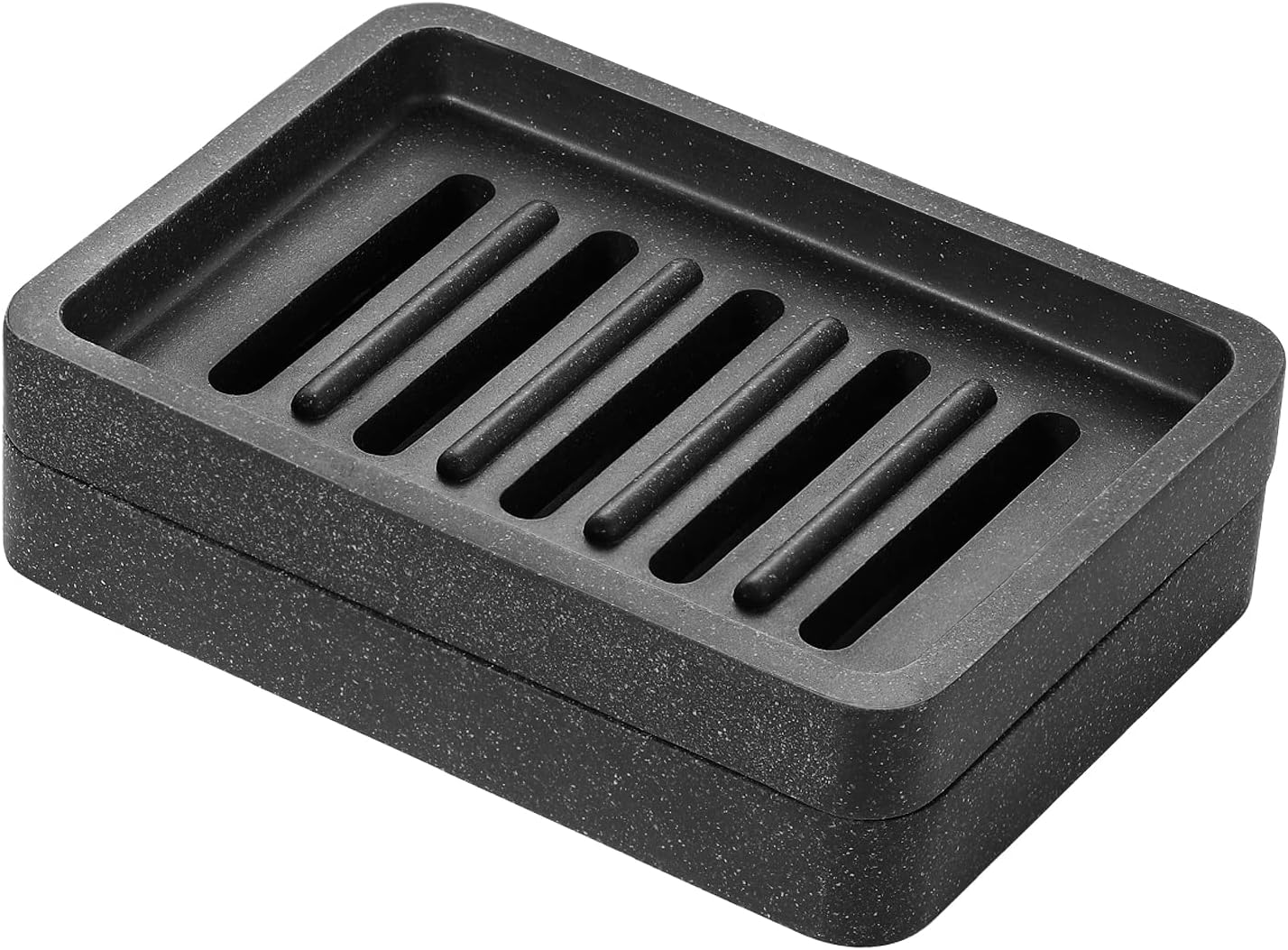 Lewondr Soap Dish Holder, Double Layer Draining Soap Tray, Bathroom Kitchen Sink Countertop Soap Holder, Drainer Soap Dish Holder, Gravel Black