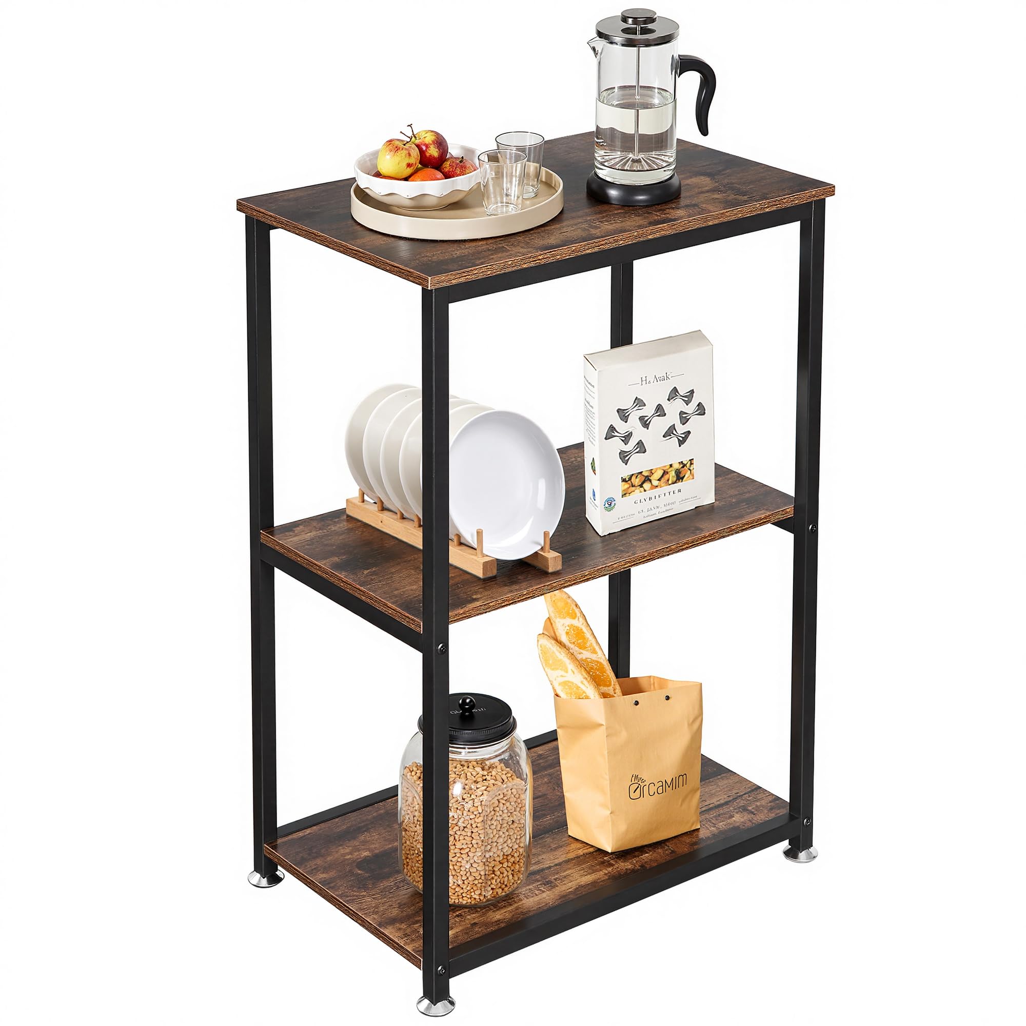 VECELO Tall End Side Table,30" Height Nightstand with 3-Tier Storage Shelf for Living Room Bedroom Office Hallway Study