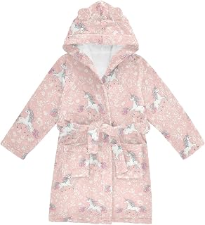 Toddler Baby Hooded Bathrobe for Boys Girls Soft Plush Bath Towel Robe with 2 Pockets for 2-12 Years