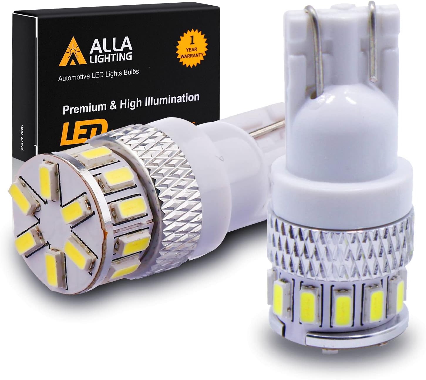 Alla Lighting New Version 4014 18-SMD Xtremely Super Bright T10 Wedge 194 168 2825 W5W 175 6000K White LED Bulbs Lamps Replacement (Map Light, White)