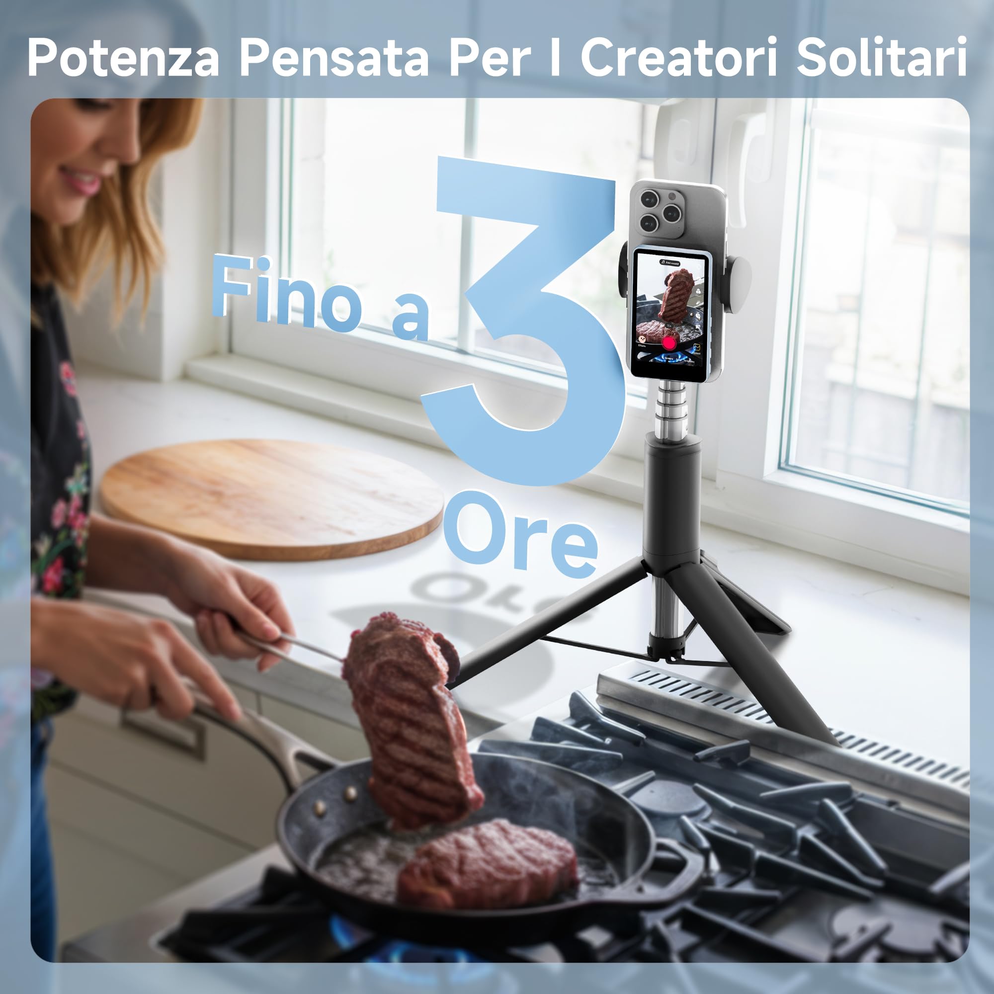 SYNCO XView Vlog Selfie Monitor Schermo 4K per iPhone e Android, Wireless Magnetico Telecamera Posteriore Phone Monitor con Gamma 164FT, Batteria 3H, Altoparlante Integrato per Youtube TikTok(Blu)