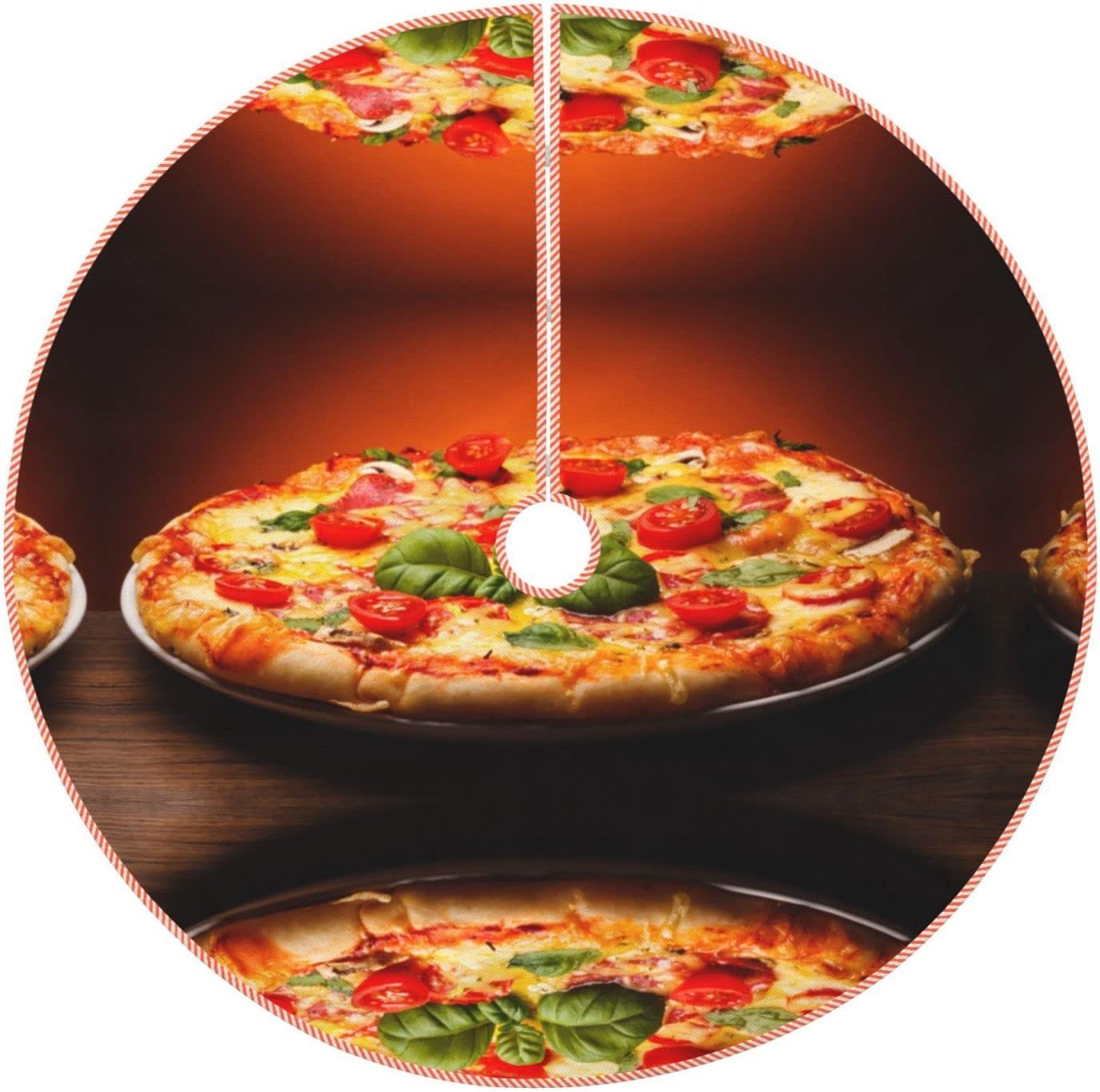 Large Pizza New Years Christmas Tree Skirt Party Tree Skirt