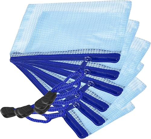 YOKIVE Paquete de 6 bolsas de malla con cremallera, bolsillos de malla A6 para archivos, bolsa de plástico para documentos, ideal para