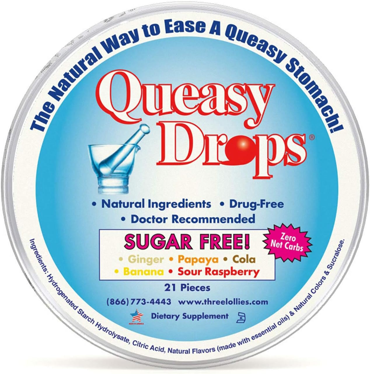 Amazon.com: Three Lollies Queasy Drops Plus - Lozenges with Pectin ...