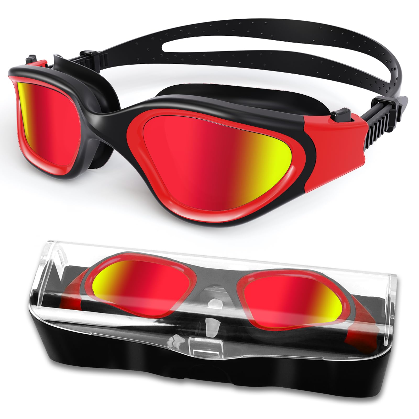 HotSrace Swimming Goggles Anti Fog Anti UV No Leakage,Swim Goggles Soft Silicone Clear Vision Easy to Adjust for Adult Men Women Teenager — image 1