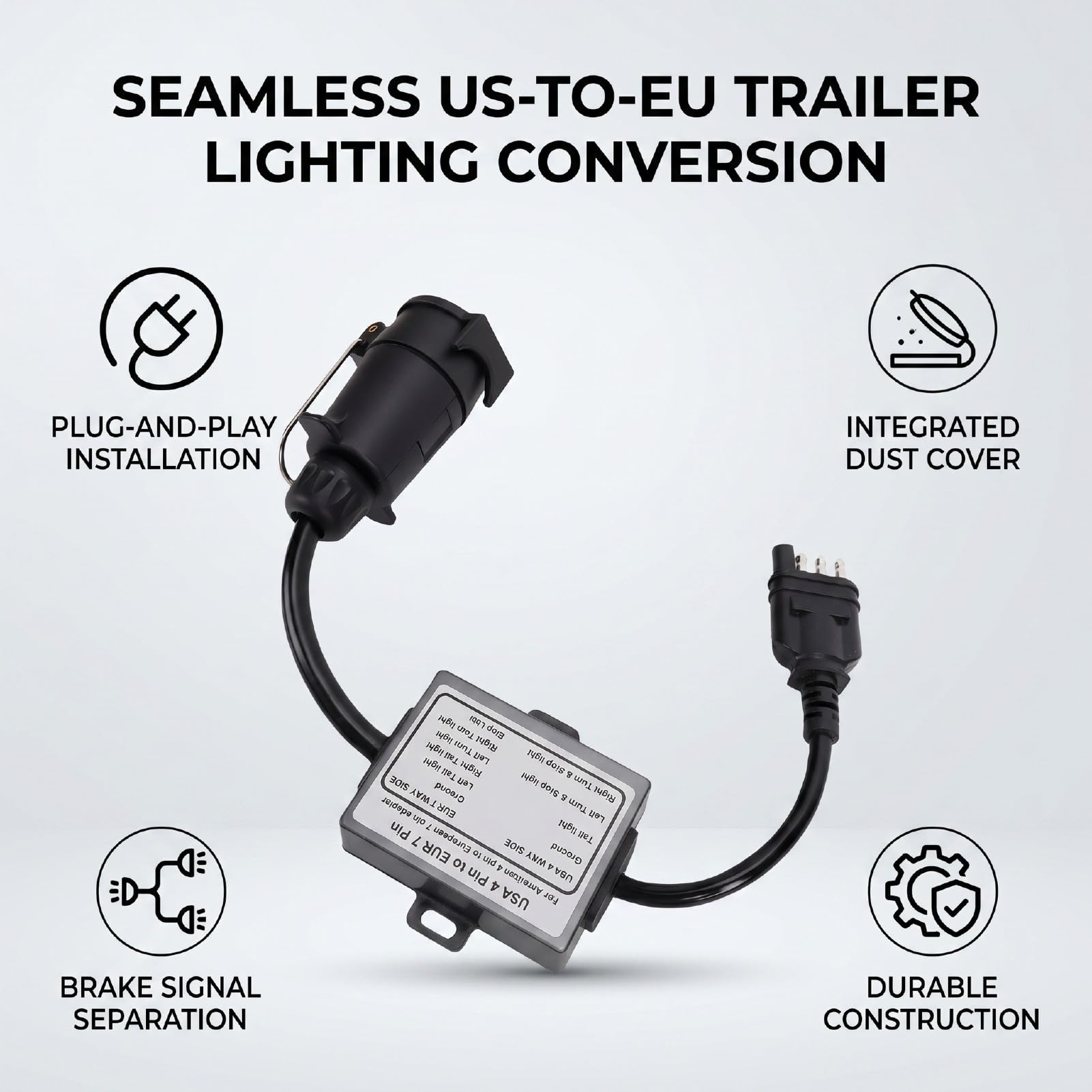 Adaptador de Remolque, Compatible con 4 Pines de EE. UU. y 7