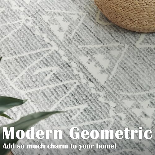 Miniatura 3 de jinchan Alfombra marroquí lavable, moderna, geométrica, antideslizante, con acento para exteriores, delgada, contemporánea, suave, para cocina, sala