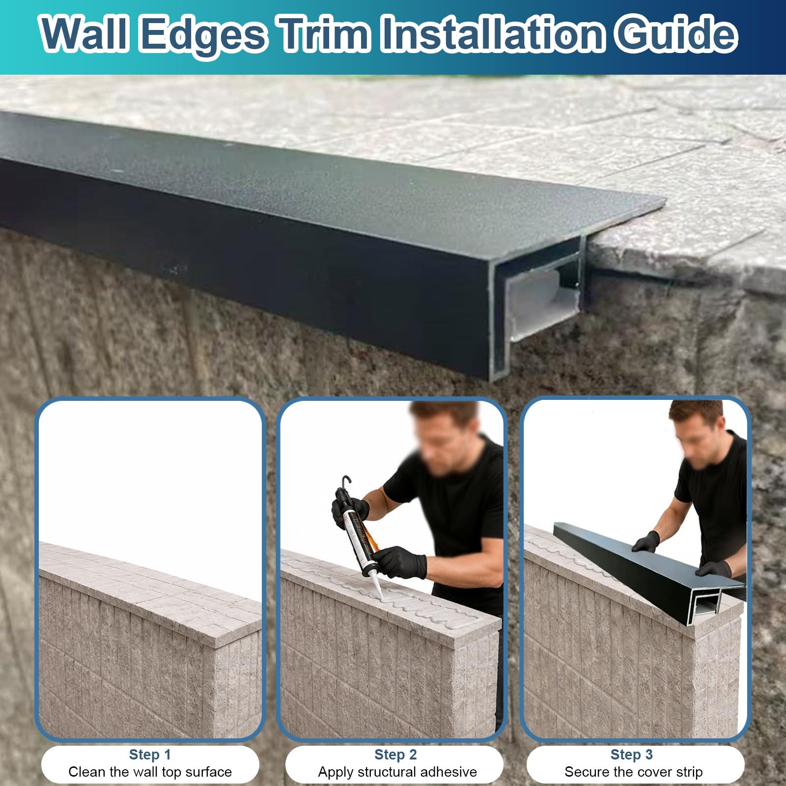Protector Del Borde Superior De Pared Exterior/Perfil De Acabado Con Canal Para Iluminación LED, Perfil Vierteaguas Para Alféizar,(80inch/203.2cm L)