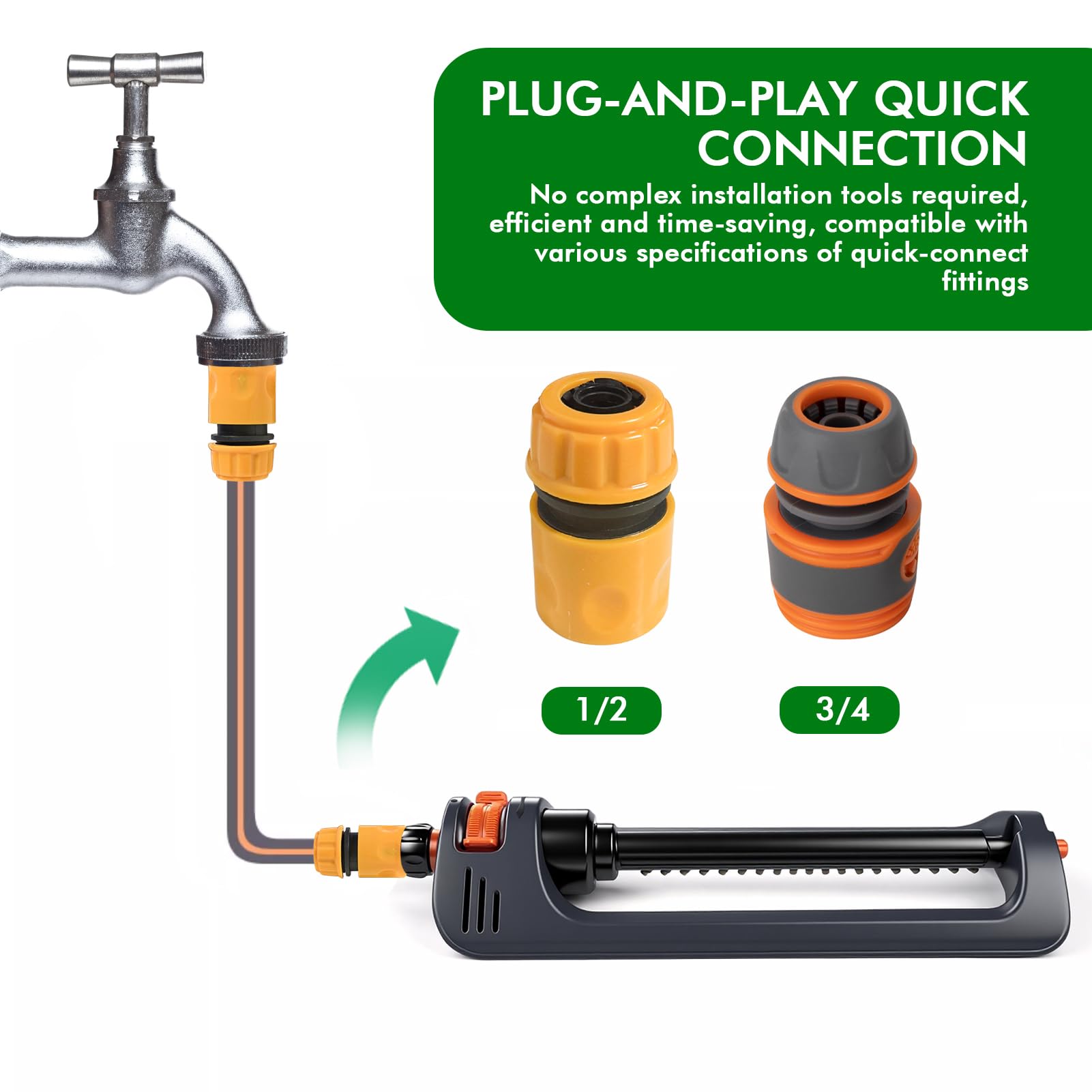 Arroseur Oscillant Automatique, Arroseur Cylindrique Droit à 19 Trous, Arroseur de Jardin Automatique, Dispositif D'arrosage de Pelouse, Adapté à L'irrigation de la Cour
