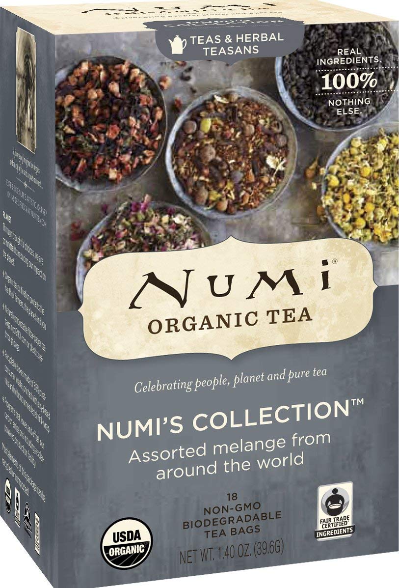 Numi Organic Tea Numi's Collection Variety Pack, 16 Count Box of Tea Bags (Pack of 6) - Black, Green, White, Pu-erh, Mate, Chai, Rooibos & Herbal Teas (Packaging May Vary)USDA Organic