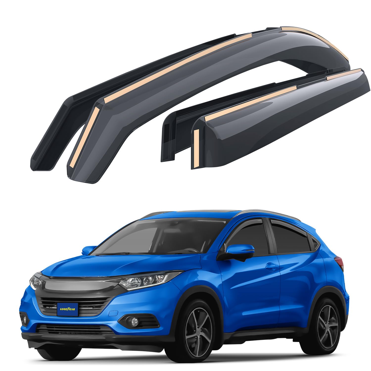 Goodyear Incasso Deflettori antiturbo Compatibile con Honda HR-V 2015-2021- Accessori Auto - Deflettori finestrini - Deflettore Aria Auto - Protezione Meteo - Facilità di Installazione - 4 PZ B