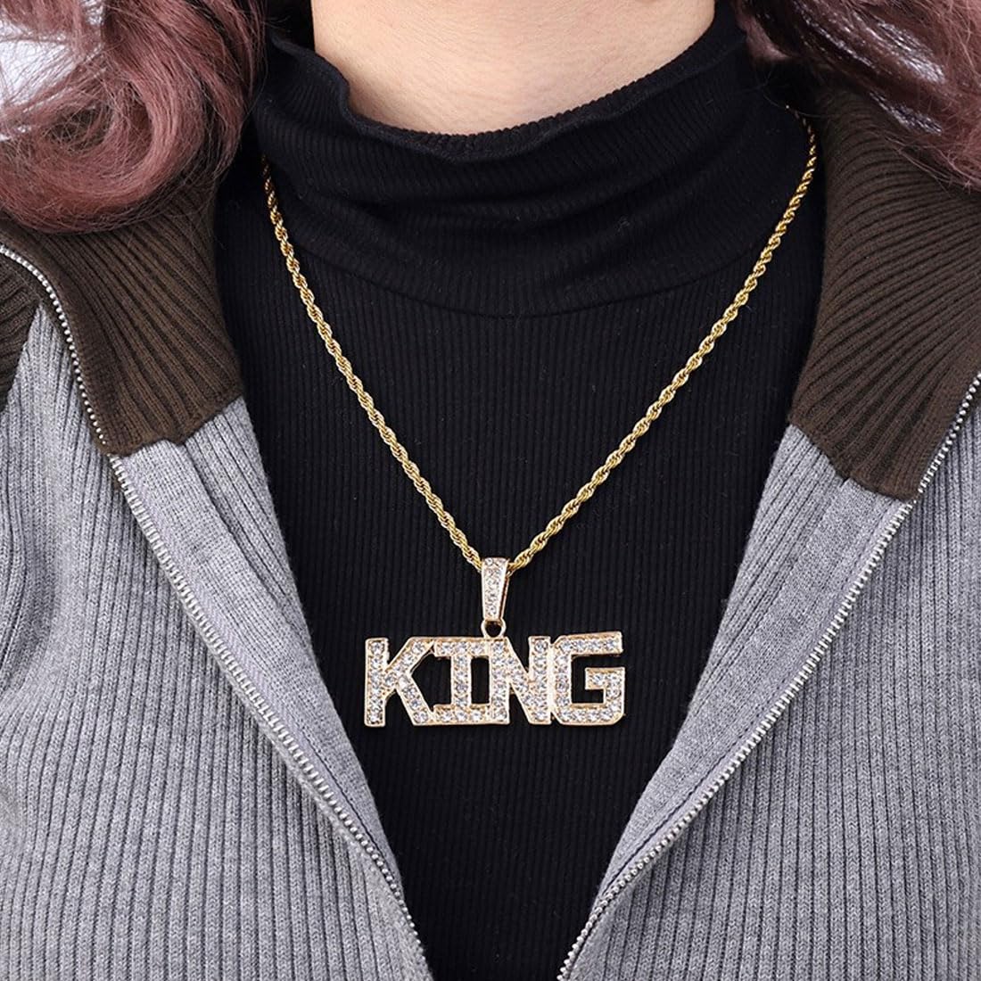 Chaine Or Homme Collier Hip Hop Doigt Du Milieu IUDWCG - Pendentif Rockstar Or, Accessoire Rappeur, Cadeau Festif Bijou Hip Hop Homme