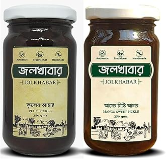 JOLKHABAR | Kul er Achar - Aam er Misti Achar 500 gms Combo Pack | Jujube Pice - Mango Sweet Pickle | Authentic Traditional Handmade | Bengali Recipe | 500gms Pack (250 gms each) | Pack of 2