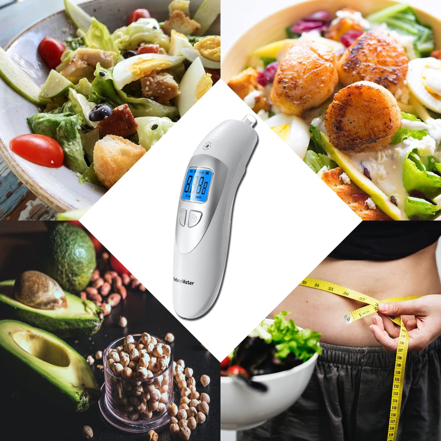 Home Ketone Breath Monitors for Ketosis Tracking & Ketosis Status - High Accuracy Breath Ketosis Meter Portable Ketosis Breath Tester with 10 Mouthpieces