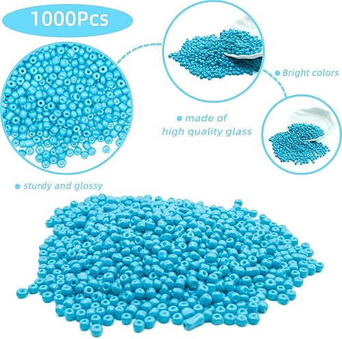 Miniatura 2 de Cuentas de 0.157 in para hacer joyas, cuentas de pulsera de semillas 60 de poni a granel, 1000 cuentas para manualidades con agujeros para